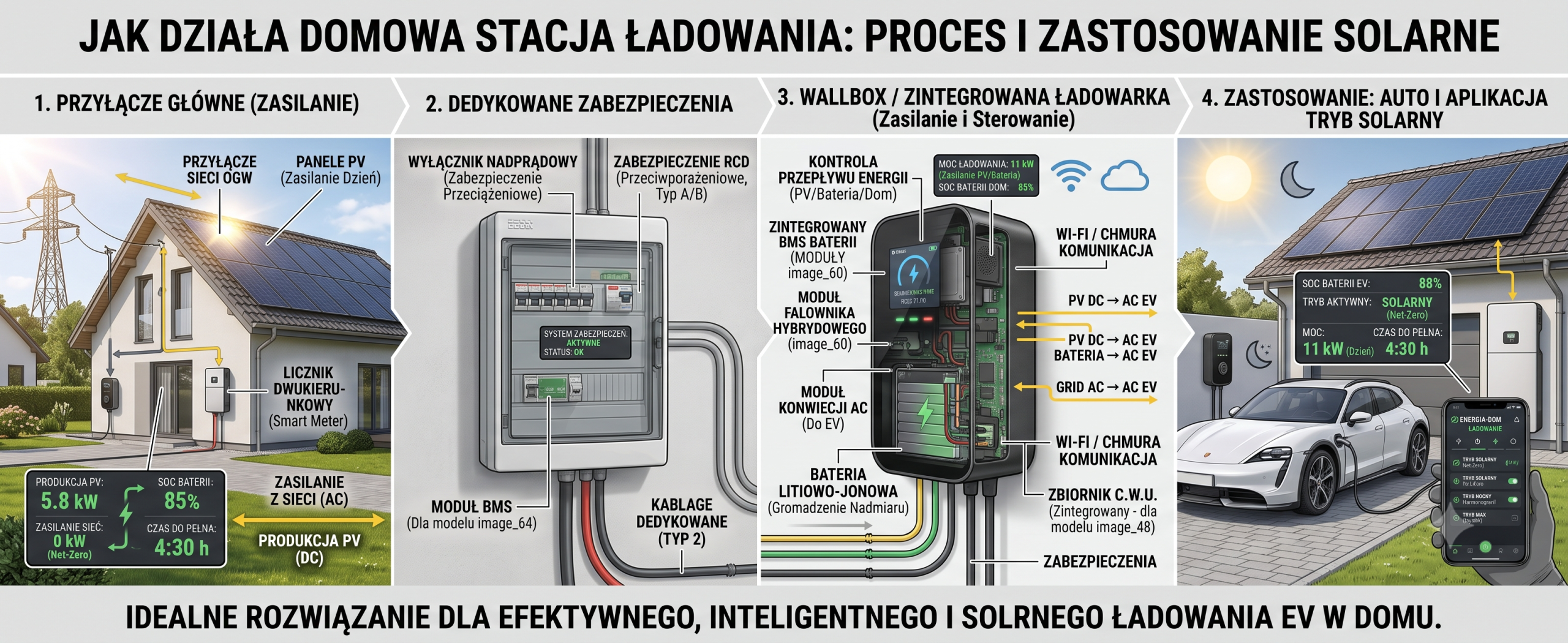 Jak działa domowa stacja ładowania — infografika