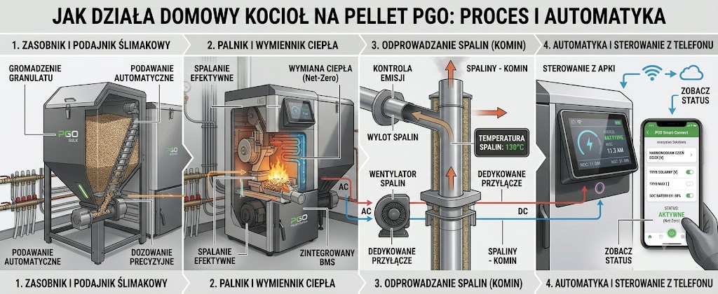 Jak działa kocioł na pellet — infografika